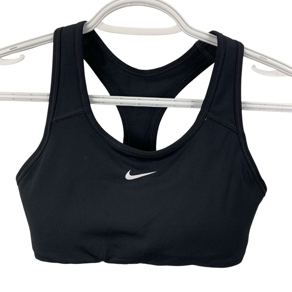 Nike sz S Center Swoosh Medium-Support Black Padded Sports Bra Monica Friends
